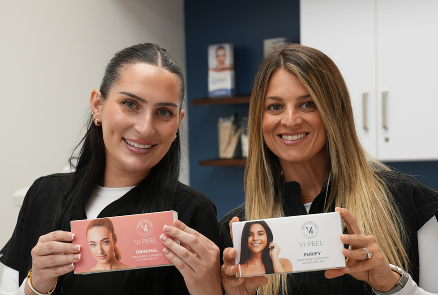 Refresh - Aesthetics & Wellness providers holding VI Peel Original and VI Peel Purify chemical peel kits in Port St. Lucie, Florida